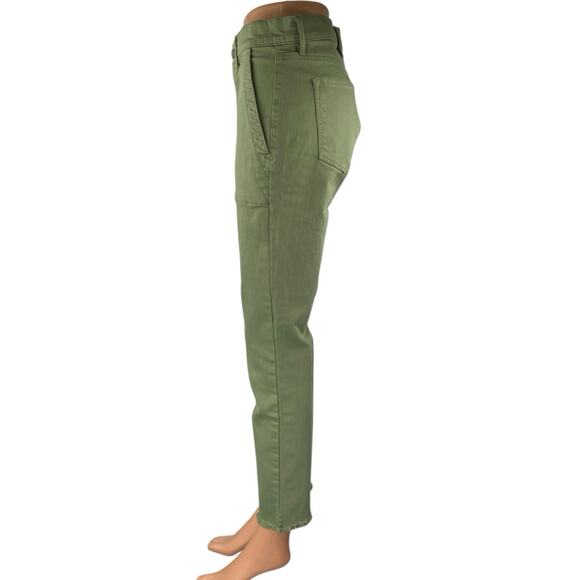 Ann Taylor LOFT Women's Green Mid Rise Skinny Frayed Raw Hem Trousers Pants Sz 2 - Picture 2 of 5